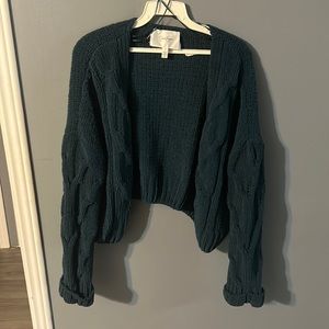 Dark Teal Sweater Cardigan Size small Cropped